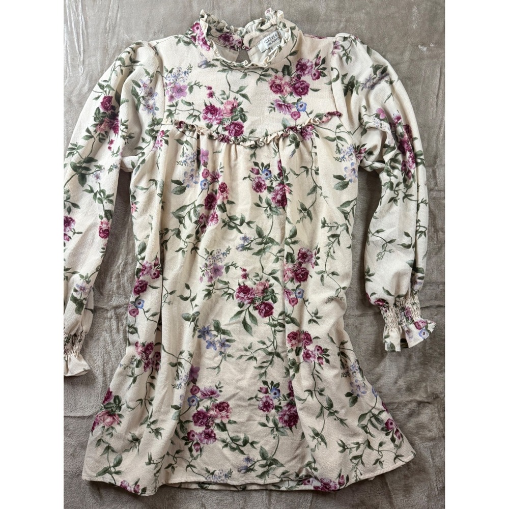 Forever 21 Floral Tunic Mini Dress Cottagecore Brunch Shabby Coquette Romantic
